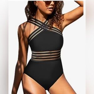 Hilor Women's One Piece Swimwear Front Crossover Swimsuits
